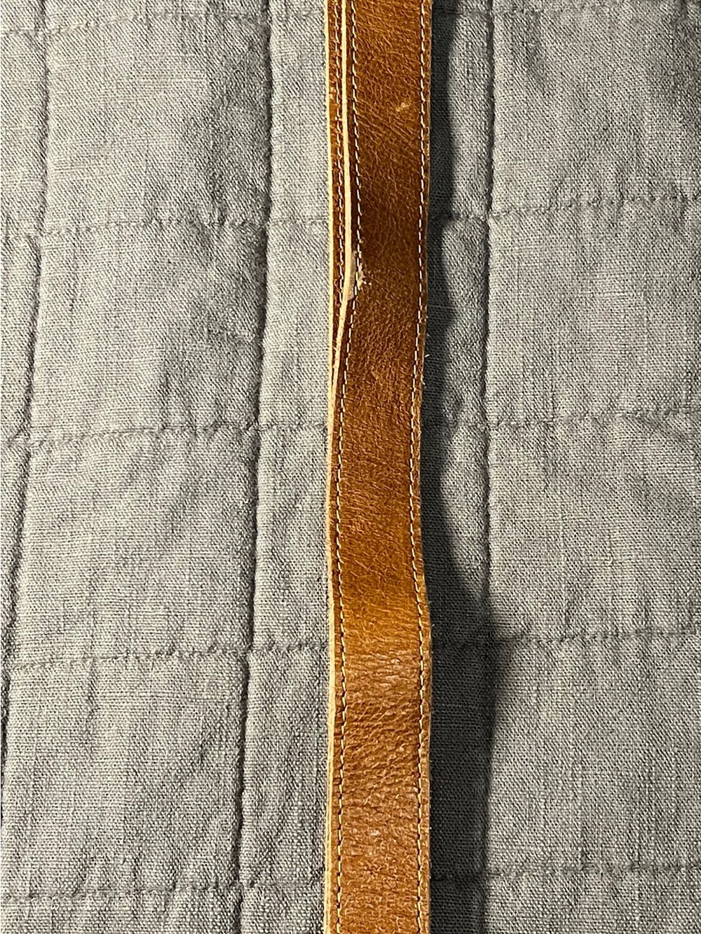 Myra Bag Beige Organic Upcycled Mkt Bag with Brown Leather Straps - Picture 11 of 11